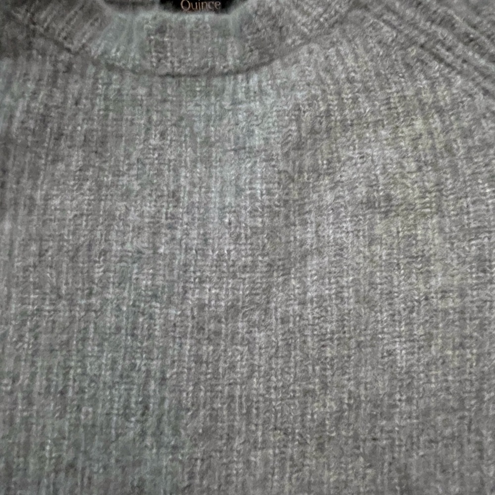 Quince 100% cashmere gray chunky knit cropped Raglan sleeve crewneck sweater L - Picture 4 of 9